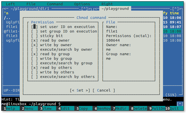 Chmod dialog